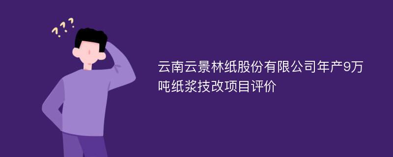 云南云景林纸股份有限公司年产9万吨纸浆技改项目评价