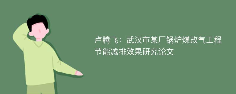卢腾飞：武汉市某厂锅炉煤改气工程节能减排效果研究论文