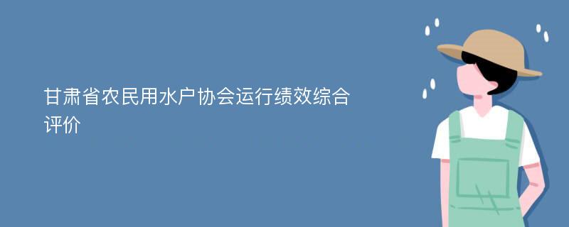 甘肃省农民用水户协会运行绩效综合评价