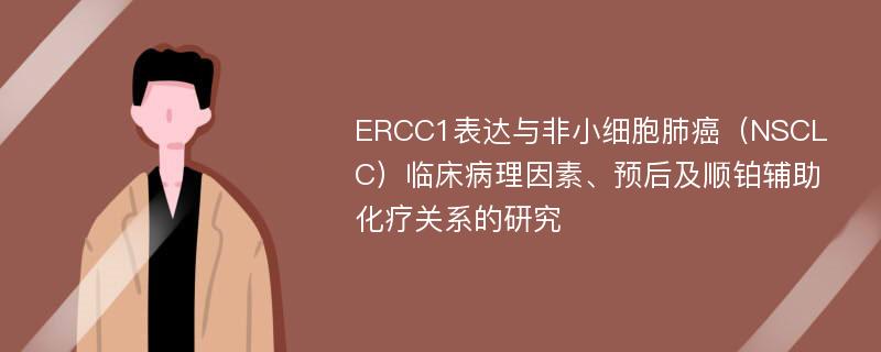 ERCC1表达与非小细胞肺癌（NSCLC）临床病理因素、预后及顺铂辅助化疗关系的研究