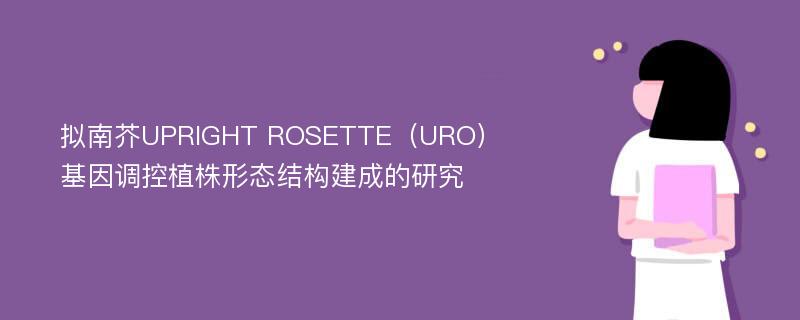 拟南芥UPRIGHT ROSETTE（URO）基因调控植株形态结构建成的研究