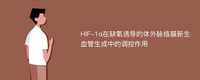 HIF-1α在缺氧诱导的体外脉络膜新生血管生成中的调控作用