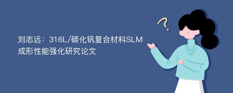 刘志远：316L/碳化钒复合材料SLM成形性能强化研究论文