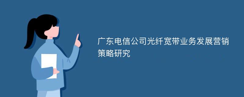 广东电信公司光纤宽带业务发展营销策略研究