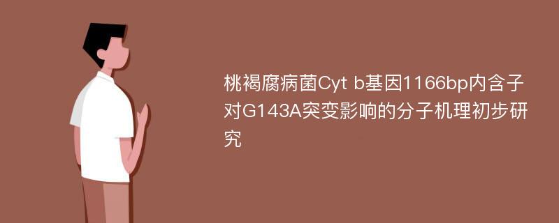 桃褐腐病菌Cyt b基因1166bp内含子对G143A突变影响的分子机理初步研究
