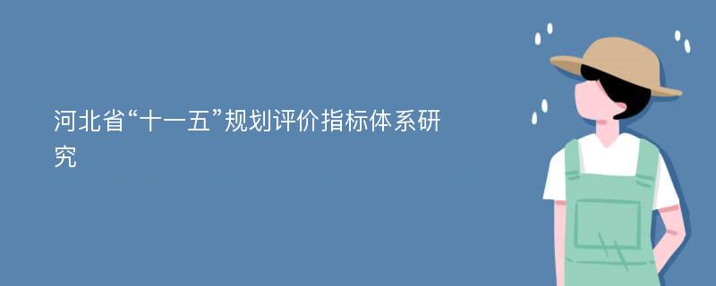 河北省“十一五”规划评价指标体系研究