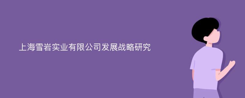 上海雪岩实业有限公司发展战略研究