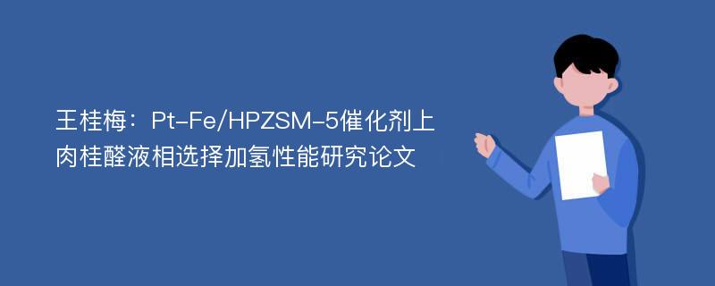 王桂梅：Pt-Fe/HPZSM-5催化剂上肉桂醛液相选择加氢性能研究论文