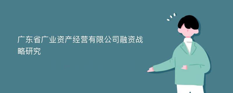 广东省广业资产经营有限公司融资战略研究