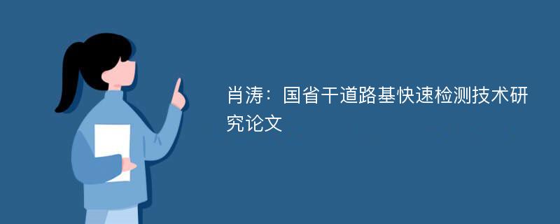 肖涛：国省干道路基快速检测技术研究论文