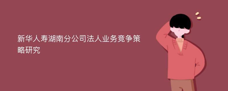 新华人寿湖南分公司法人业务竞争策略研究
