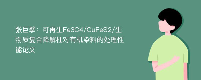 张巨擘：可再生Fe3O4/CuFeS2/生物质复合降解柱对有机染料的处理性能论文