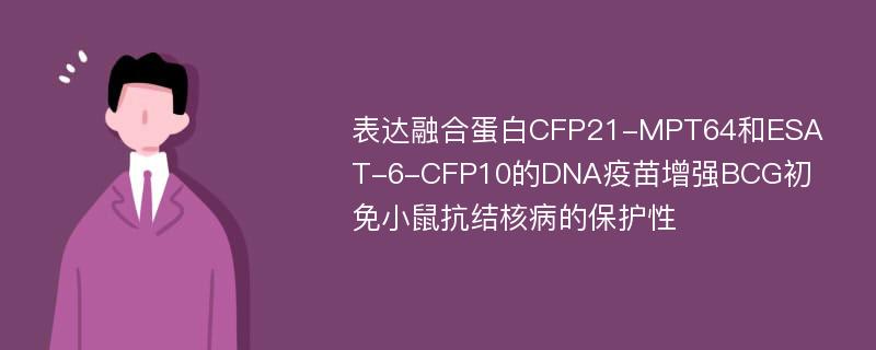 表达融合蛋白CFP21-MPT64和ESAT-6-CFP10的DNA疫苗增强BCG初免小鼠抗结核病的保护性