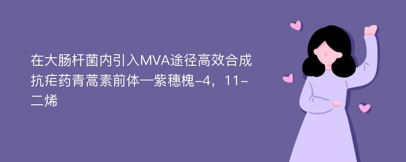 在大肠杆菌内引入MVA途径高效合成抗疟药青蒿素前体—紫穗槐-4，11-二烯