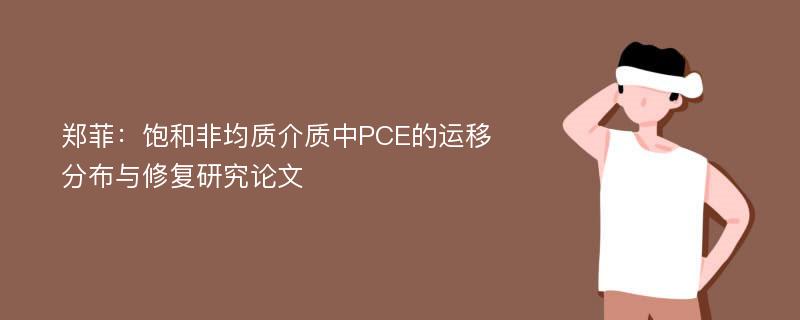 郑菲：饱和非均质介质中PCE的运移分布与修复研究论文