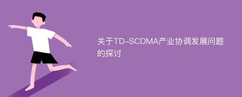 关于TD-SCDMA产业协调发展问题的探讨