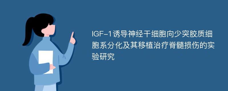 IGF-1诱导神经干细胞向少突胶质细胞系分化及其移植治疗脊髓损伤的实验研究