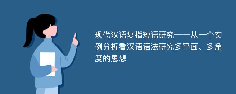现代汉语复指短语研究——从一个实例分析看汉语语法研究多平面、多角度的思想