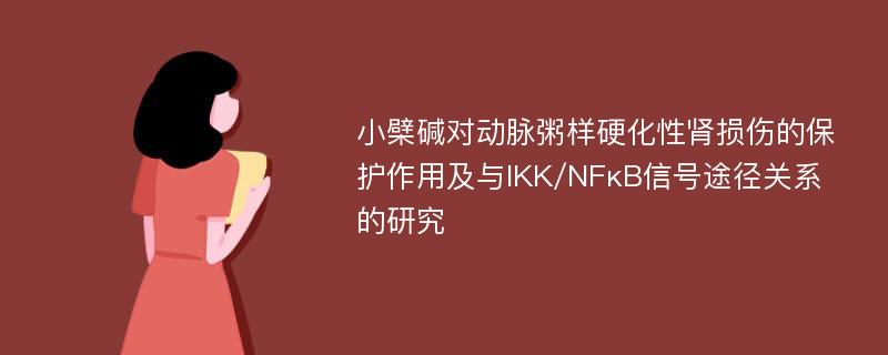 小檗碱对动脉粥样硬化性肾损伤的保护作用及与IKK/NFκB信号途径关系的研究