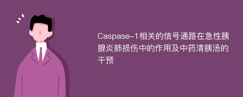 Caspase-1相关的信号通路在急性胰腺炎肺损伤中的作用及中药清胰汤的干预