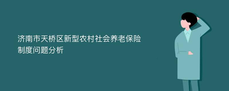 济南市天桥区新型农村社会养老保险制度问题分析