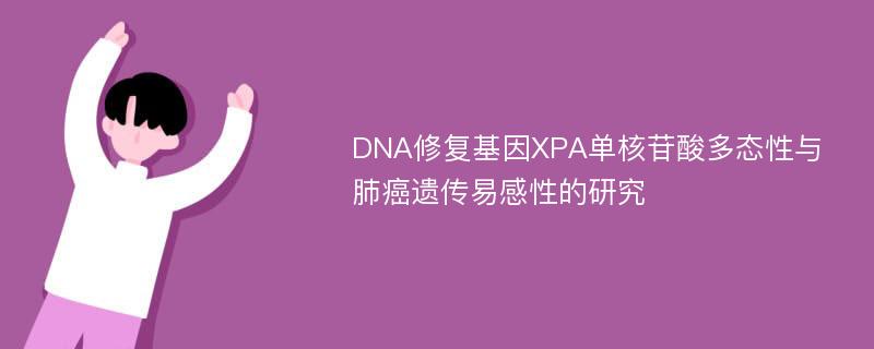 DNA修复基因XPA单核苷酸多态性与肺癌遗传易感性的研究