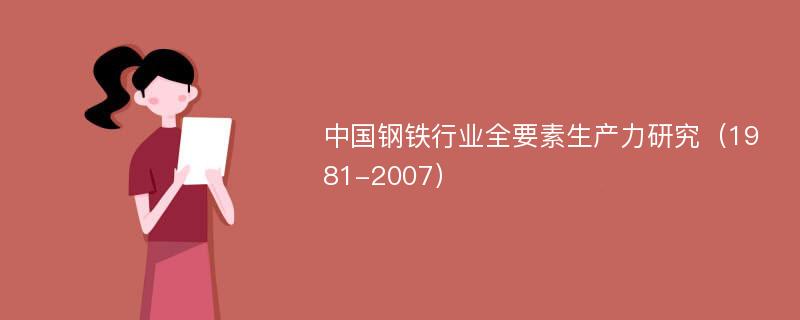 中国钢铁行业全要素生产力研究（1981-2007）
