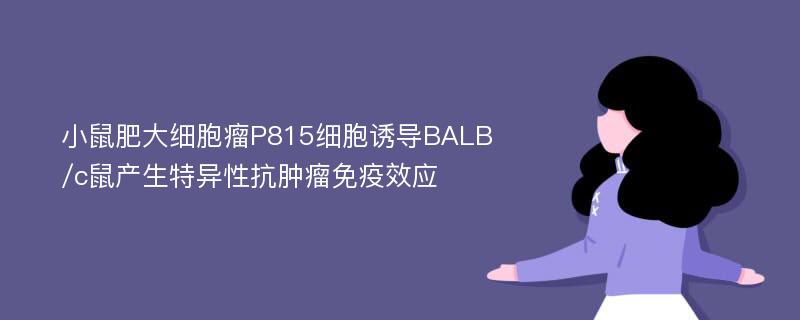 小鼠肥大细胞瘤P815细胞诱导BALB/c鼠产生特异性抗肿瘤免疫效应