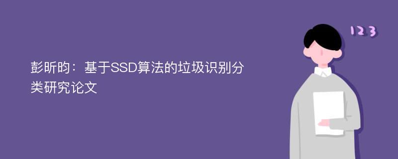 彭昕昀：基于SSD算法的垃圾识别分类研究论文
