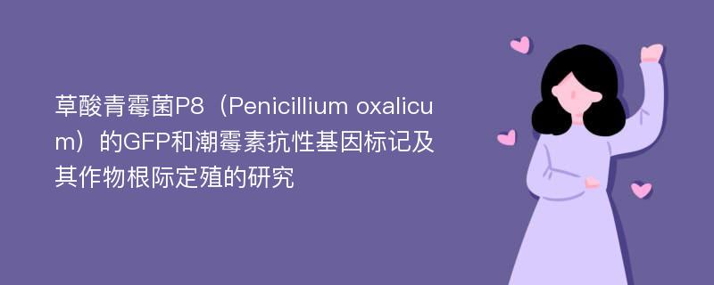 草酸青霉菌P8（Penicillium oxalicum）的GFP和潮霉素抗性基因标记及其作物根际定殖的研究