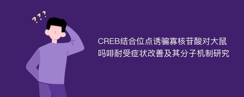 CREB结合位点诱骗寡核苷酸对大鼠吗啡耐受症状改善及其分子机制研究